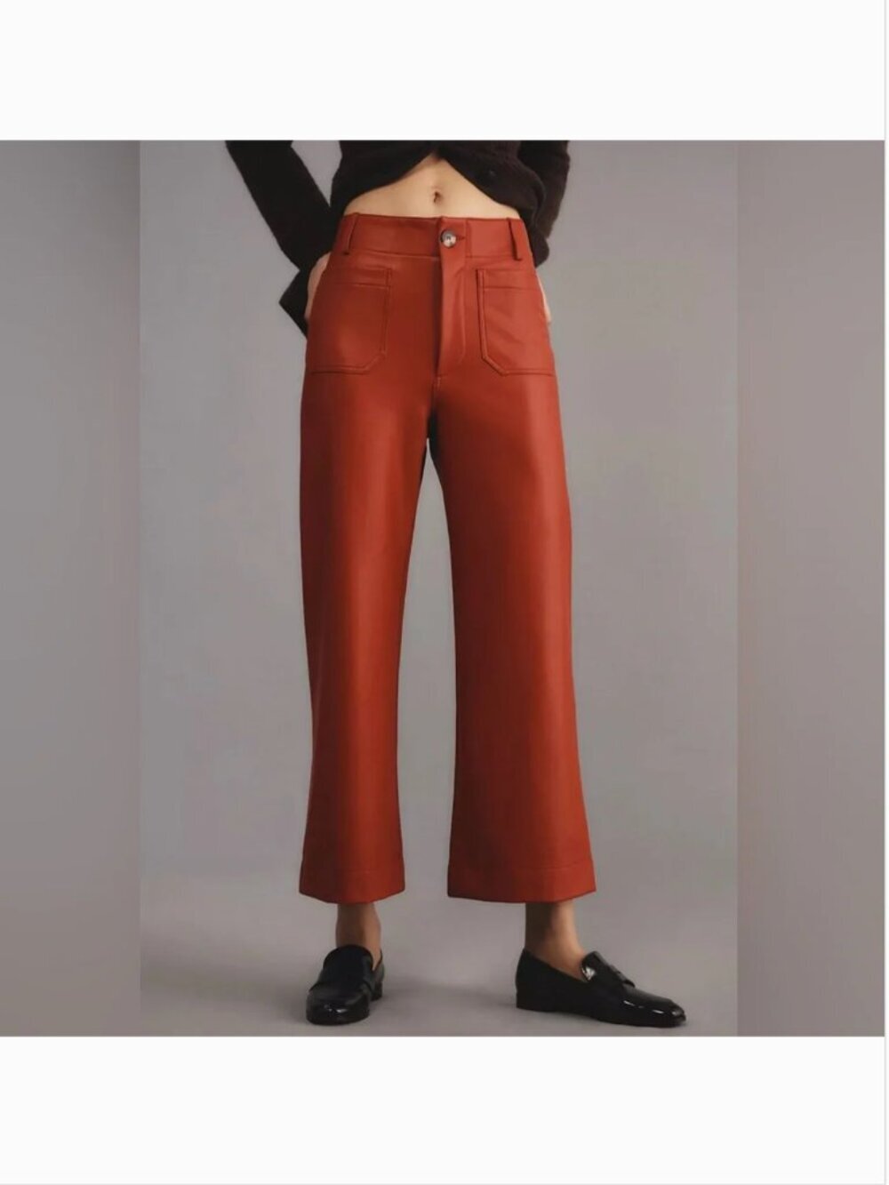 Anthropologie NWOT Maeve The Colette Cropped Vegan Leather Pants – Red